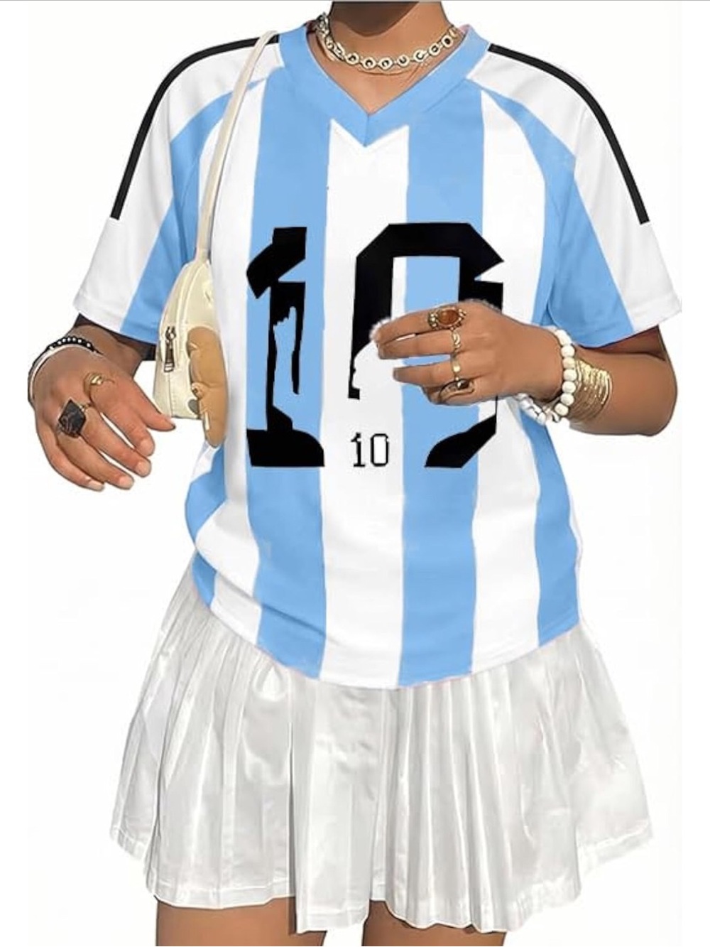 Women's Argentina Oversized V-Neck Soccer Jersey